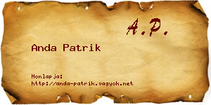Anda Patrik névjegykártya